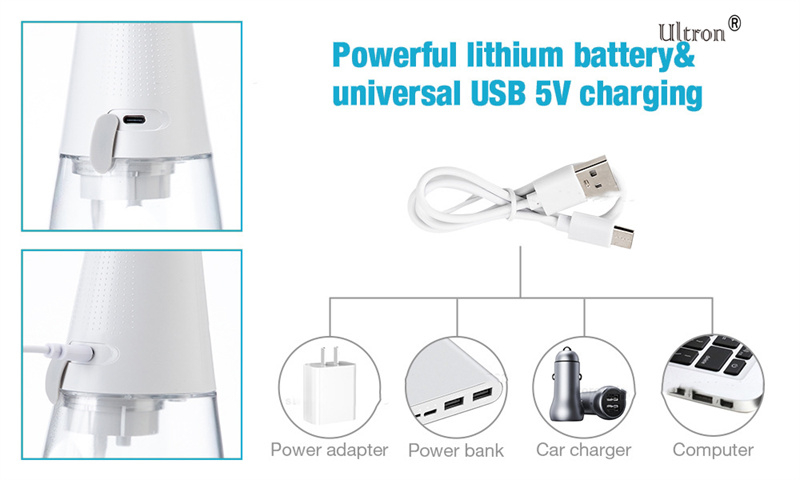 Ultron Portable Oral Irrigator Water Flosser Dental Water Jet Tools Pick Cleaning Teeth 300ML 5 Nozzles Mouth Washing Machine Floss