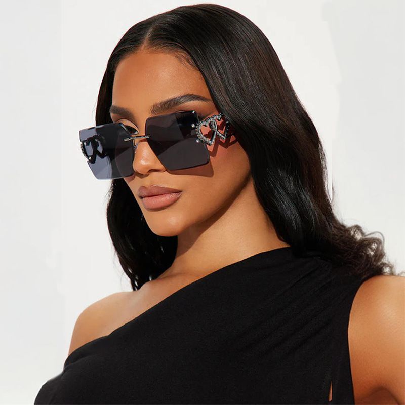 Women's frameless metal heart-shaped fashion retro sunglasses sports sunglasses [eye protection recommendation]