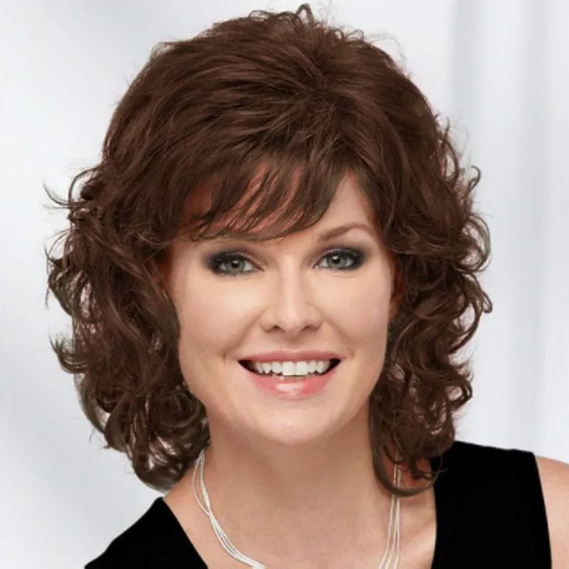 Wig for women European and American fashion short curly hair side bangs synthetic fiber full headpiece