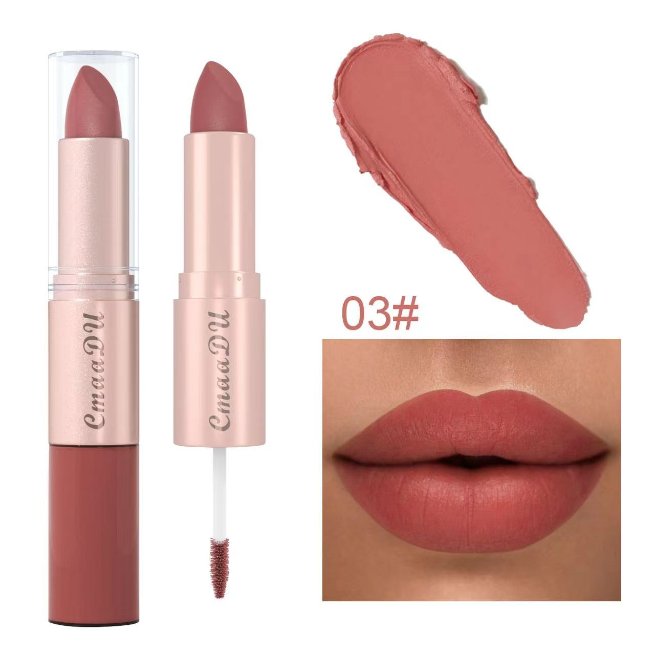 CmaaDu  Matte lipstick&Matt lip gloss  Double headed Makeup Matte Lips Cosmetic Long Lasting Velvet Liquid Lipstick   Sexy Lip 03