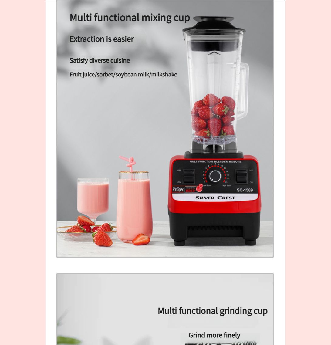 Commercial Blender Heavy-Duty Smoothie Blender w/ 2.5HP Copper Motor & Laser-Cut Blades Quick Ice Crushing 64oz Tritan Jar Self-Cleaning Cooking Grinder, Juicer, Juice Machine