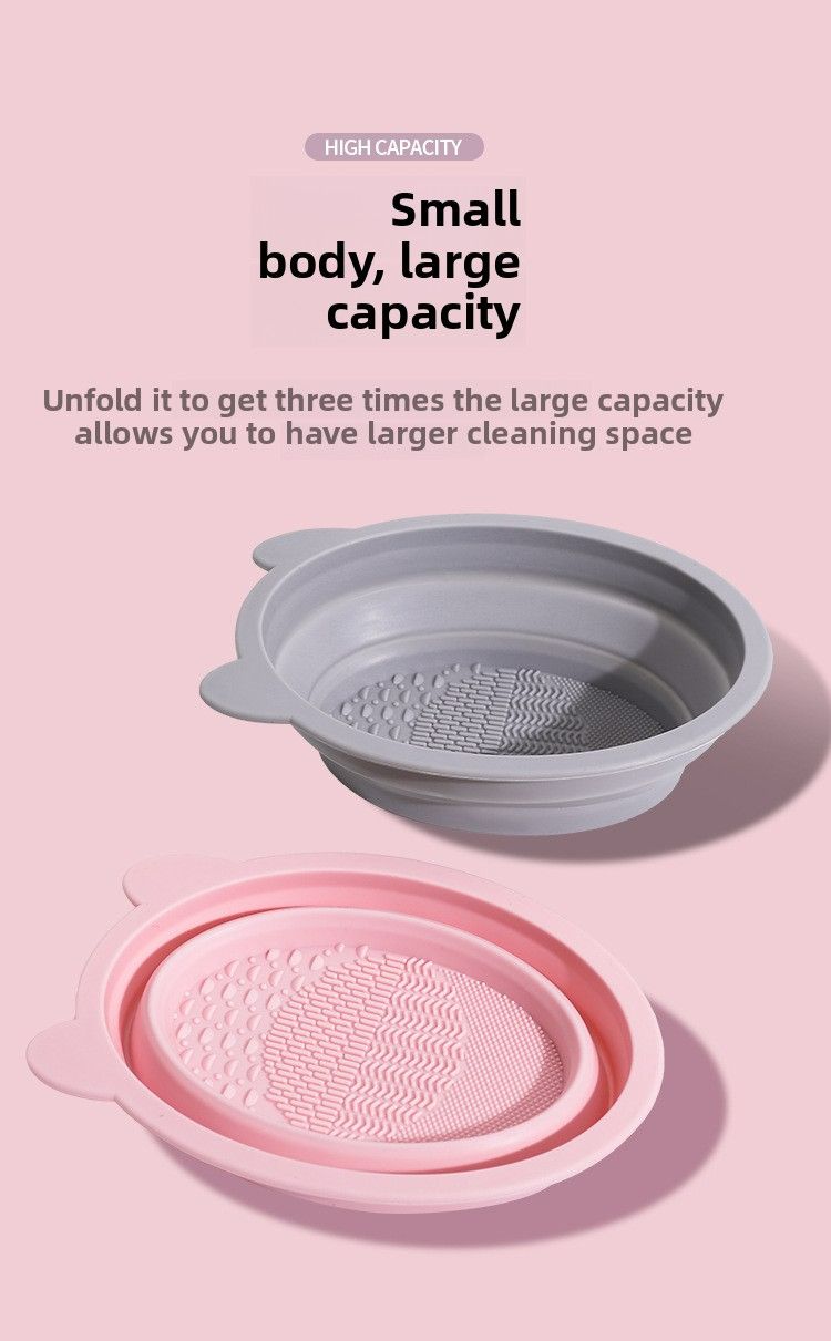 Cosmetic Brush Cleaner Set, Beauty Blender Cleaning Magic Tool, Foldable Silicone Brush Washing Bowl, Powder Puff Cleaning Agent Liquid Tools