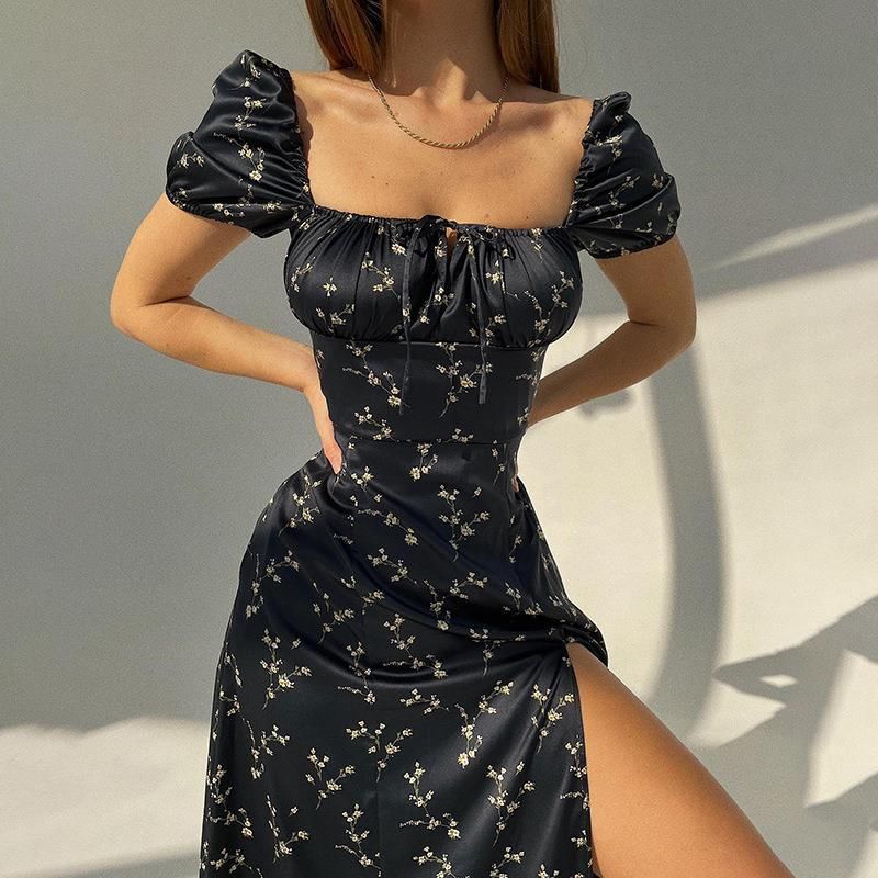A21251 Summer Party Dress Fitness Sexy Floral Print Casual Long Dresses Women Clothing Lady Elegant