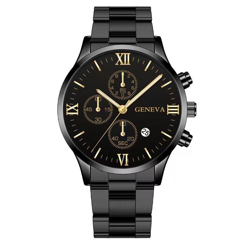 Calendar steel band watch men's large dial quartz watch men's watch foreign trade men's watch