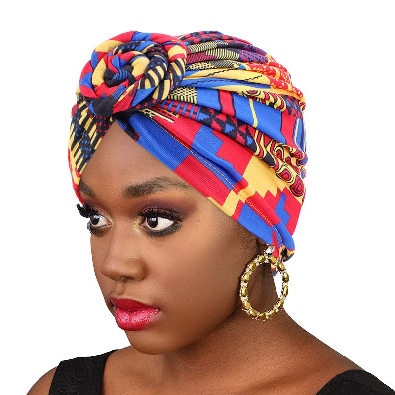 Colorful style headscarf flower headscarf hat elastic print hat sleeping hat