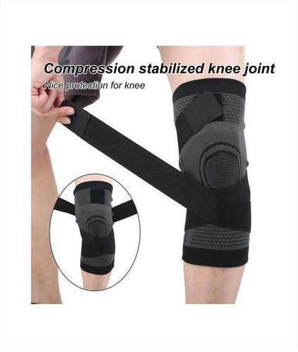 Genetic 2PC of Adjustable Knee Support Knee Compression Sleeve Brace- Black