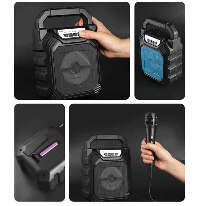 LLT 668 Bluetooth Speaker with Handle Portable Bass Stereo Subwoofer Wireless Speaker Black