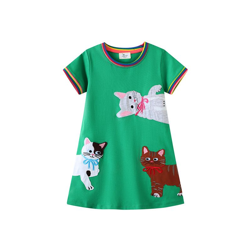Fashion knitted girls little girls one-piece princess dress girls short-sleeved dress 67221