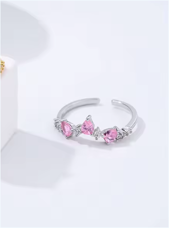 Fine Jewellery Open Adjustable Ring Teardrop Cubic Zirconia Wedding Engagement Ring S925 Sterling Silver Rings for Women Girls
