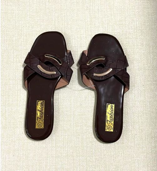 Women's Slippers Open Toe Casual Flat Sandals Beach Flip Flops  Sizeiable Summer Slippers
DARK BROWN ,SIZE (37)