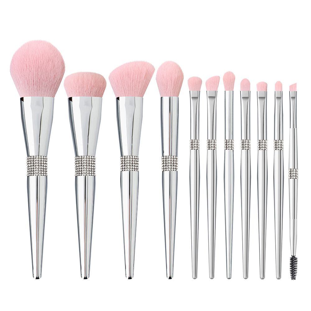 Eleven high-end makeup brushes with drill soft hair eye shadow brush foundation make-up beauty toolspink