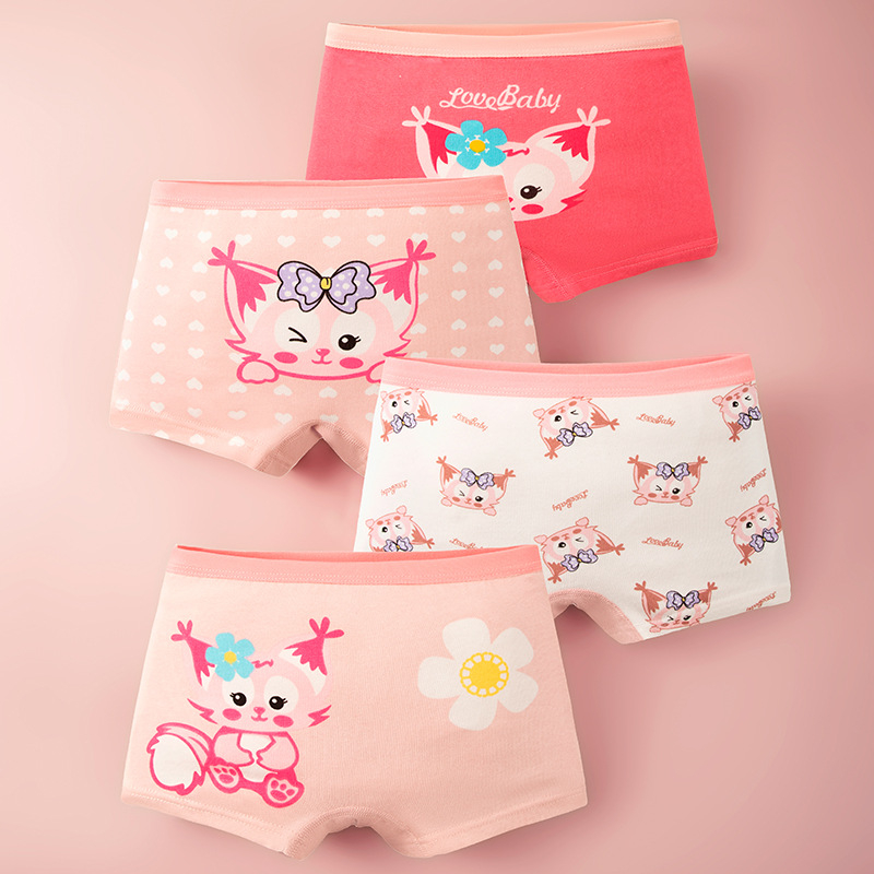 4pcs/lot Children Girls Underwear Kids Briefs Child Cotton Panties Flamingo Horses Magic Wand Rabbit Pattern