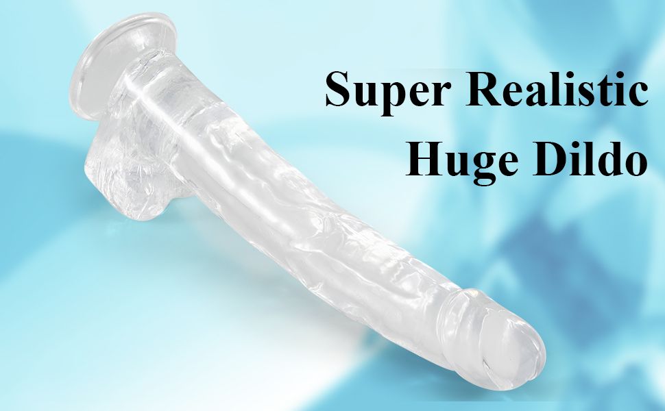 Clear Realistic Dildo, Big Thick Dildo for Advanced Users, G spot Dildo with Strong Suction Cup for Hands-Free Play, Lifelike Penis Adult Anal Sex Toy for Women
