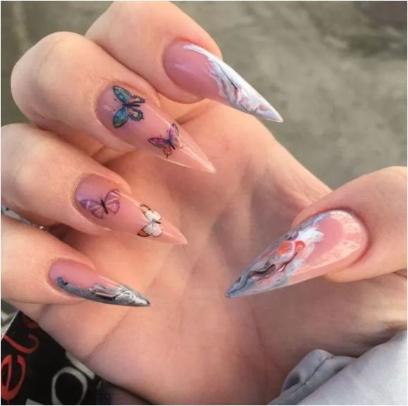 24PCS Full Cover decorated stick-on extension false nail artificial fingernails Nails Reusable False Nails Acrylic Artificial Nails
