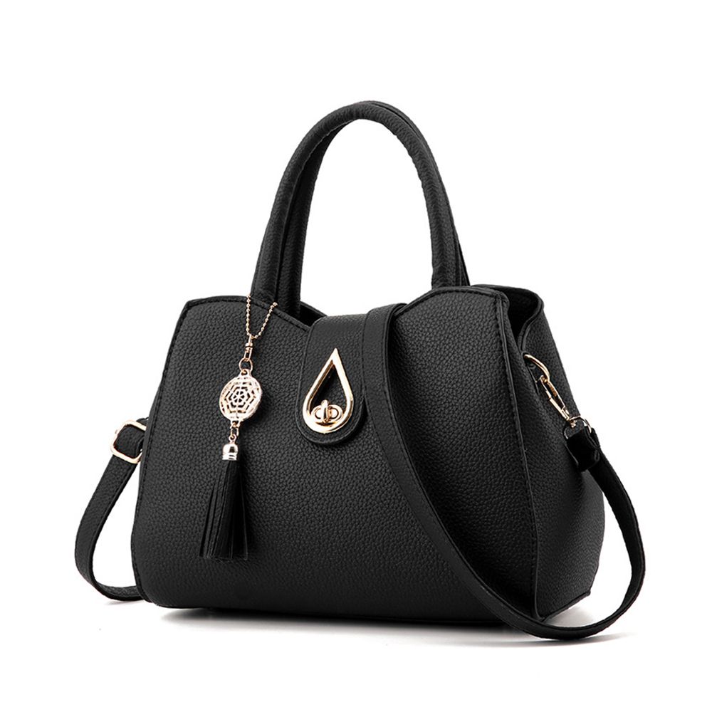 New Korean solid color large capacity fashionable lychee pattern shoulder handbag