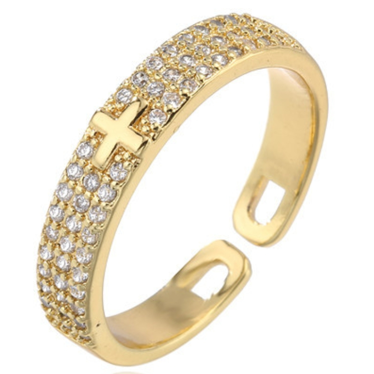Jesus Cross Ring unisex gold Open Ring holiday gift men women jesus ring CRRSHOP male female Adjustable opening ring gifts