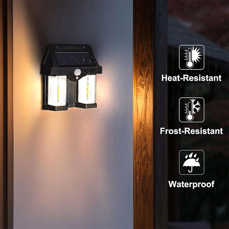 AUNONT LED Solar Outdoor Waterproof Wall Lamp Human Body Sensor Automatically Lighting at Dark PIR Motion Garden Wall Light Porch Lights Solar Wall Lights Outdoor Waterproof Motion Sensor Wireless Front Door Solar Garden Light