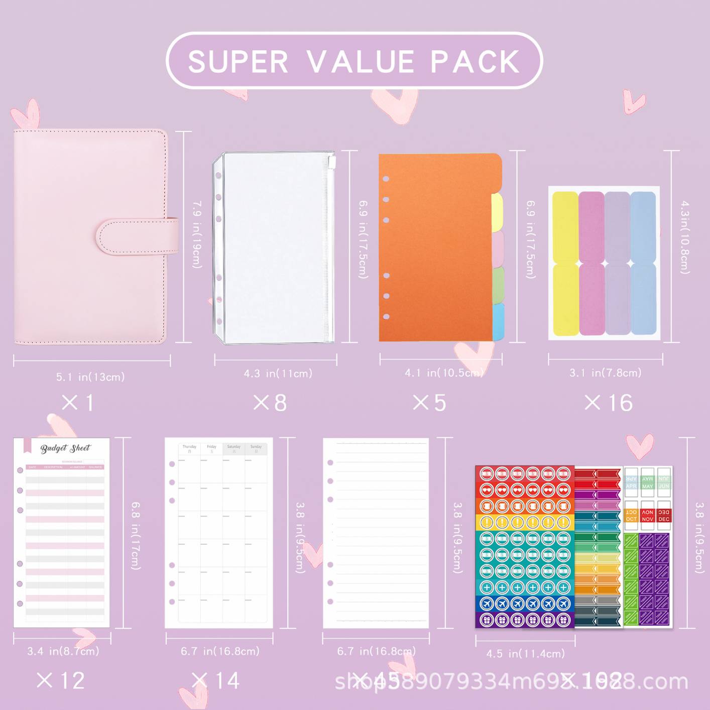 XJYS-010 A6 PU Leather Budget Binder Notebook Cash Envelopes System Set,with Binder Pockets for Money Budget Saving Bill Organizer