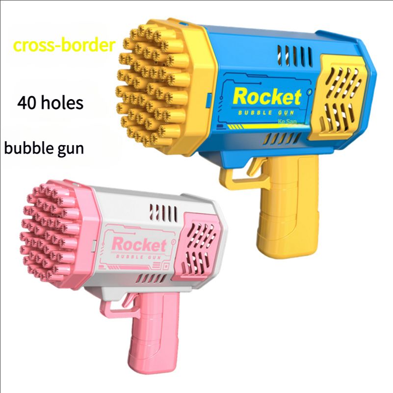 Hot sale 40 hole bubble gun Gatling mini version space light version outdoor toy rocket launcher bubble machine