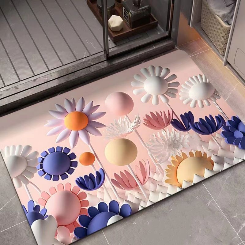 3D oil painting, diatomaceous earth absorbent floor mat, bathroom quick drying carpet, anti slip mat free shipping carpet