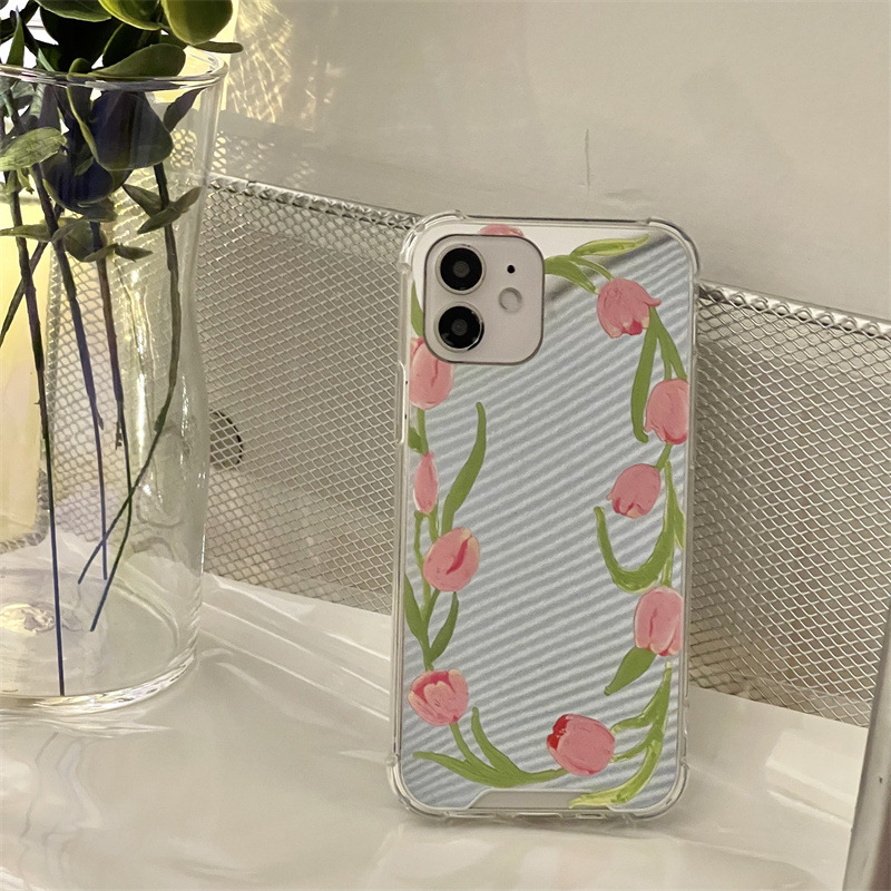 Mirror Phone Case With Tulip Flower For Iphone11pro