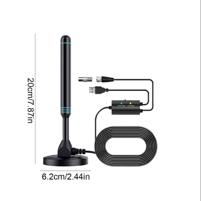4K/1080P HD Digital TV Antenna with Signal Amplifier 480+ Miles Indoor Outdoor Antenna Magnetic Base VHF UHF Digital HD AerialBlack