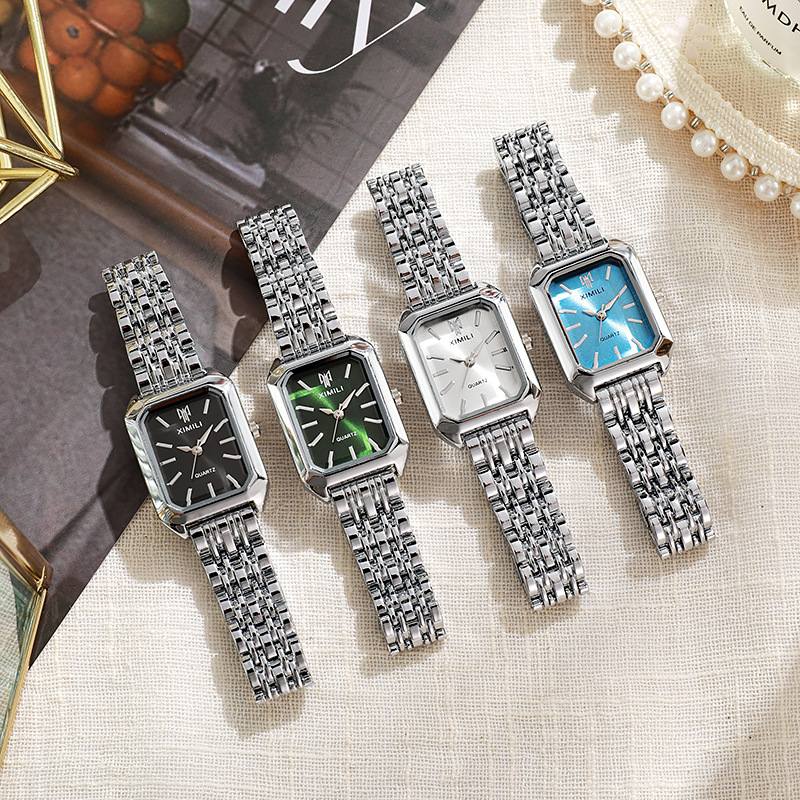 New Light Luxury Steel Belt Women's Watch Female Student Fashion Simple Square Quartz Watch