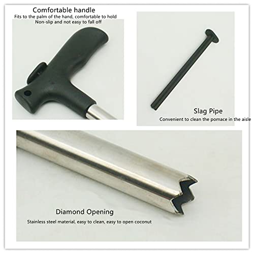 Coconut Opening Tool,Stainless Steel Punch Tap Knife Opener for Fresh Coconut Water,Easy & Convenient Straw Hole Maker