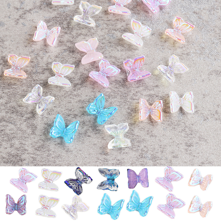 3D Acrylic Spring Butterfly Charms for Nails Mixed Colors Summer Butterfly Nail Glitter Sets Butterfly Nail Charms for Nail Art Decoration DIY Resin Mold Crafts Design