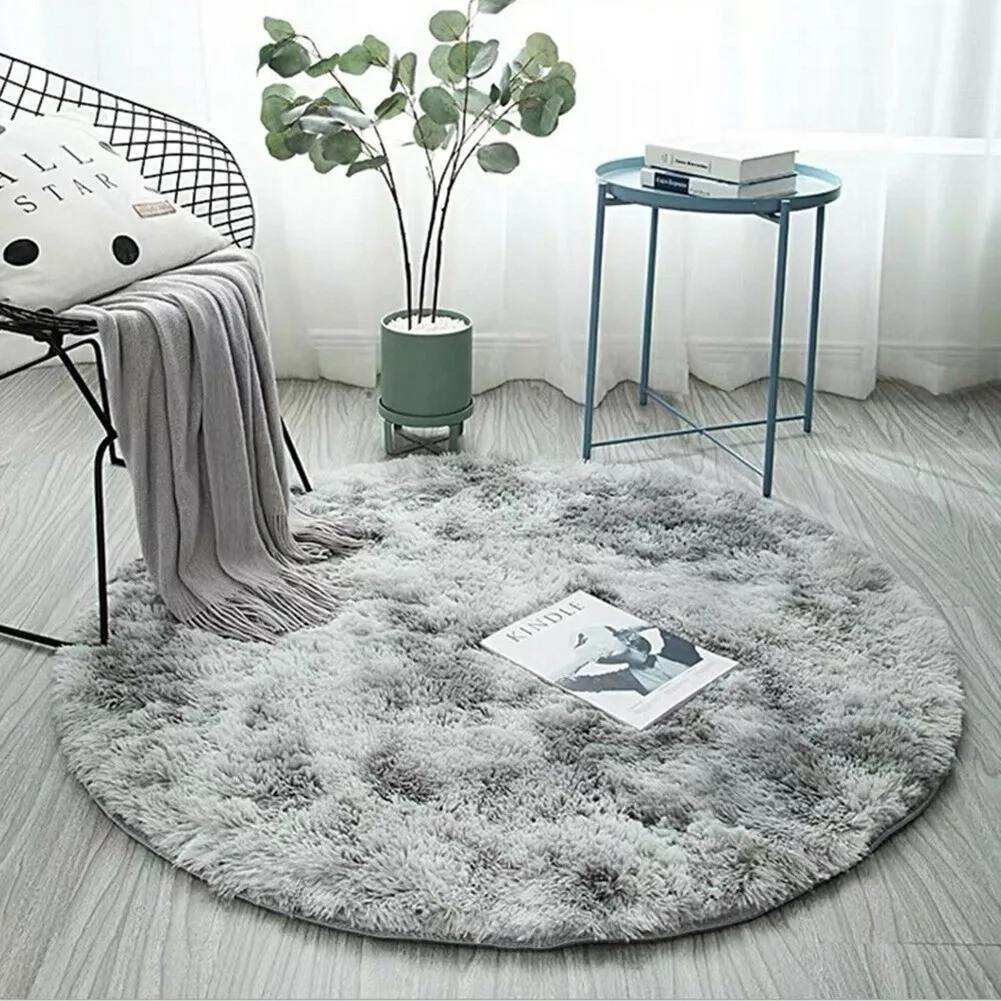 40/60/80cm Round Rug Mat Living Room Bedroom Carpet Floor Fluffy-Mat Anti-Skid Home Decor Bedroom Kid Room Decoration