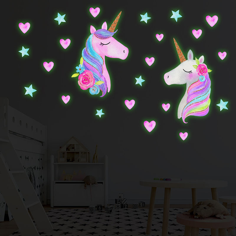 8818 Luminous Stars Cute Cartoon Unicorn Wall Sticker Fluorescent Sticker Home Decoration Painting
