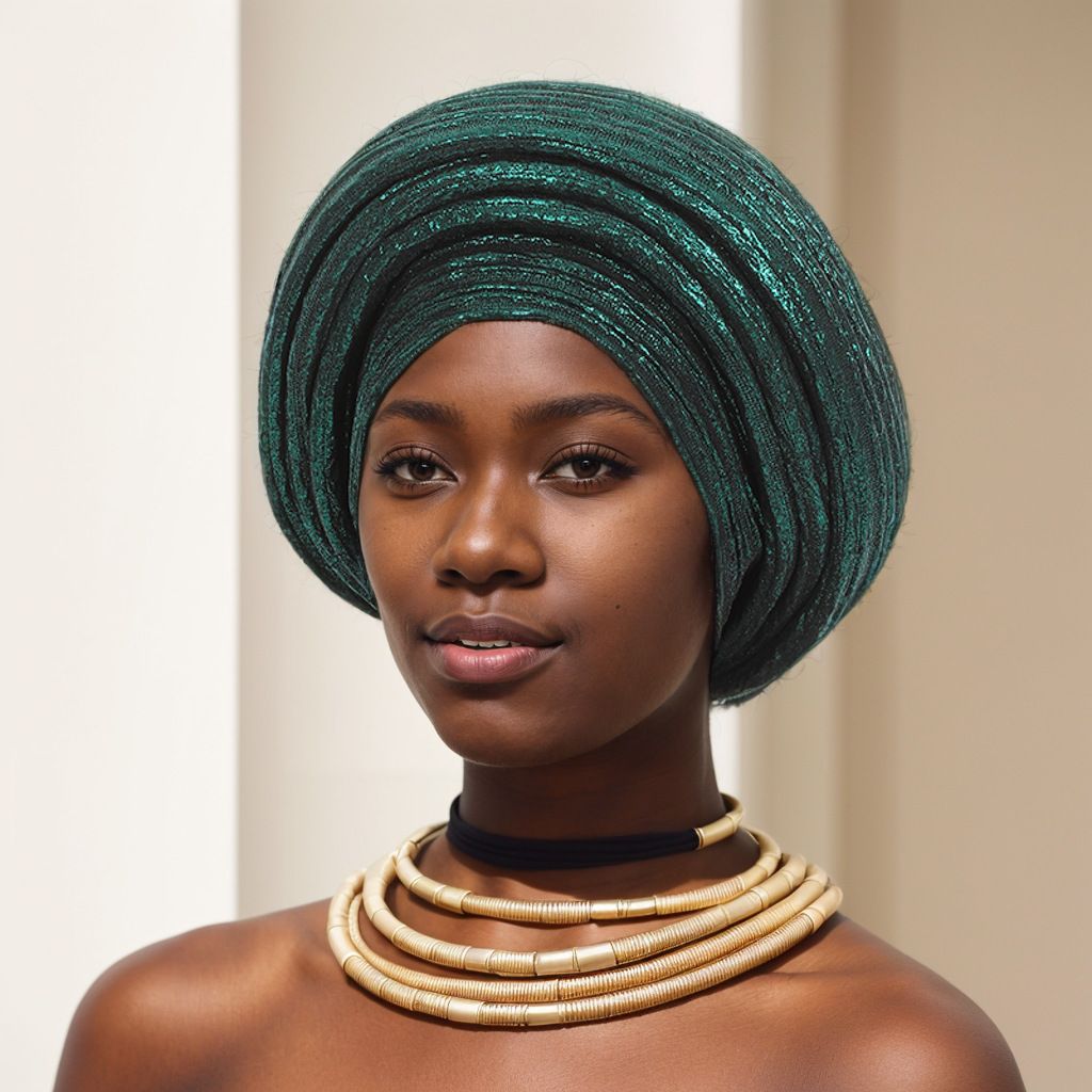 801256634359 Women Hats Headscarf For Fashion Nigerian Weddings Hat Woman Head Band Ladies Headband Lady Head Scarf CapGreen