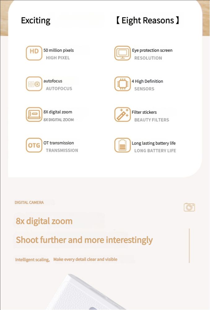 New CCD Digital Camera, Student and Children's Selfie Recorder, Portable Card Camera