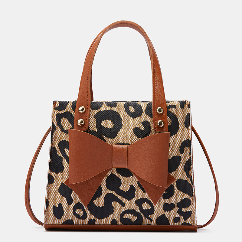 LMEA122 Leopard Print Bow Decor Shoulder Cross-body Small Square Bag Ladies Handbag