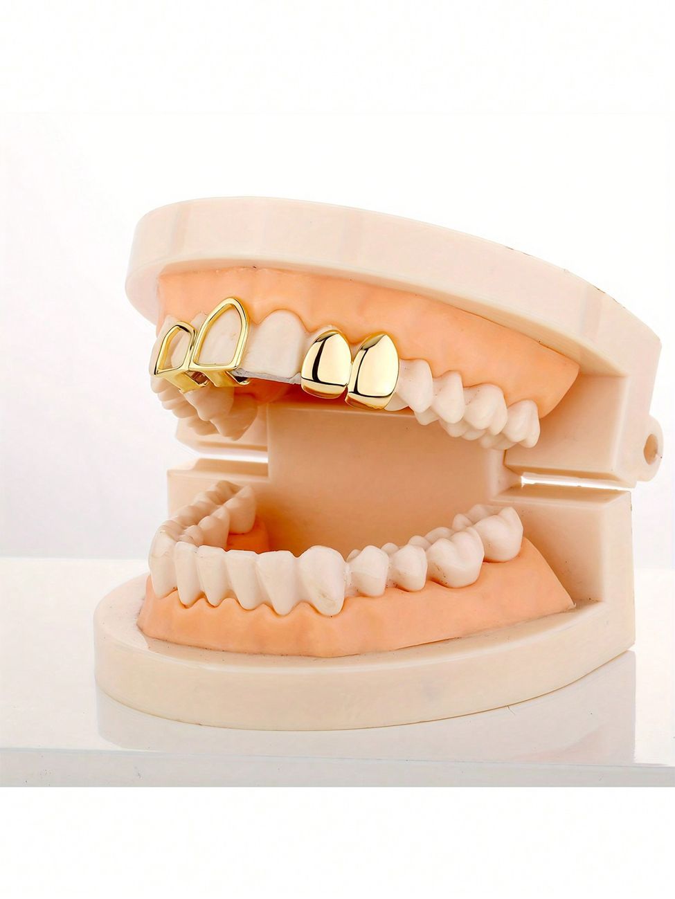 Fangs single tooth decoration hip-hop punk style party trend tooth decoration hollow geometric glossy braces Teeth Grillz【glossy double fangs】