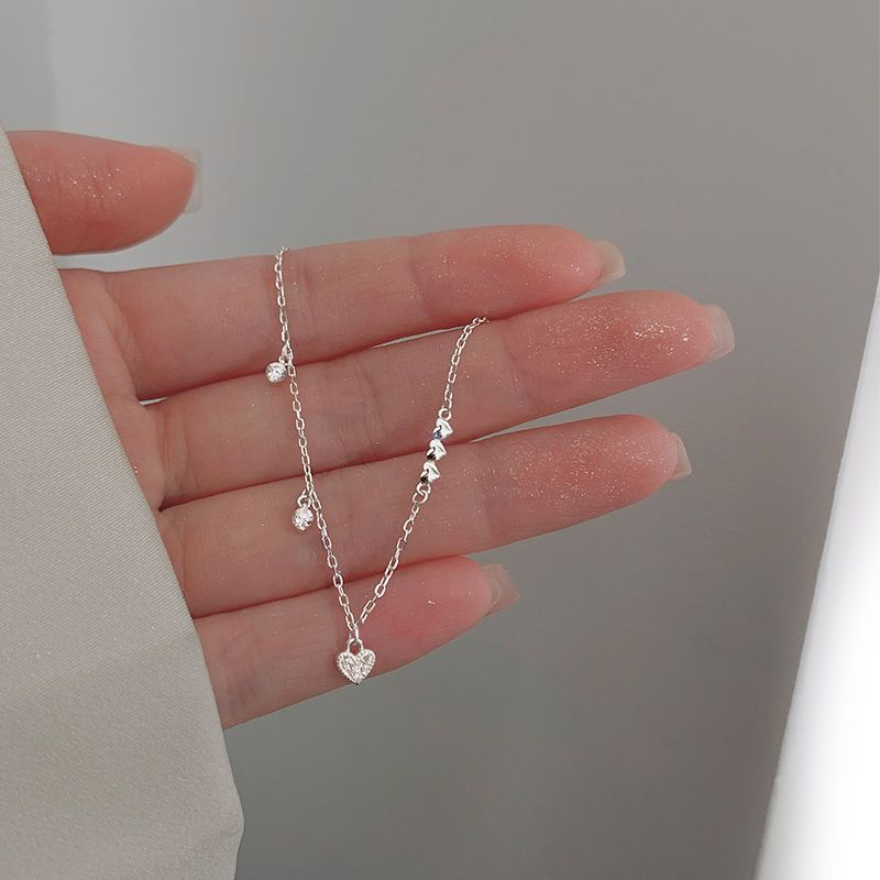 A86 Women Silver Color Micro-set Zircon Love Heart Bracelets Jewelry Party Gifts