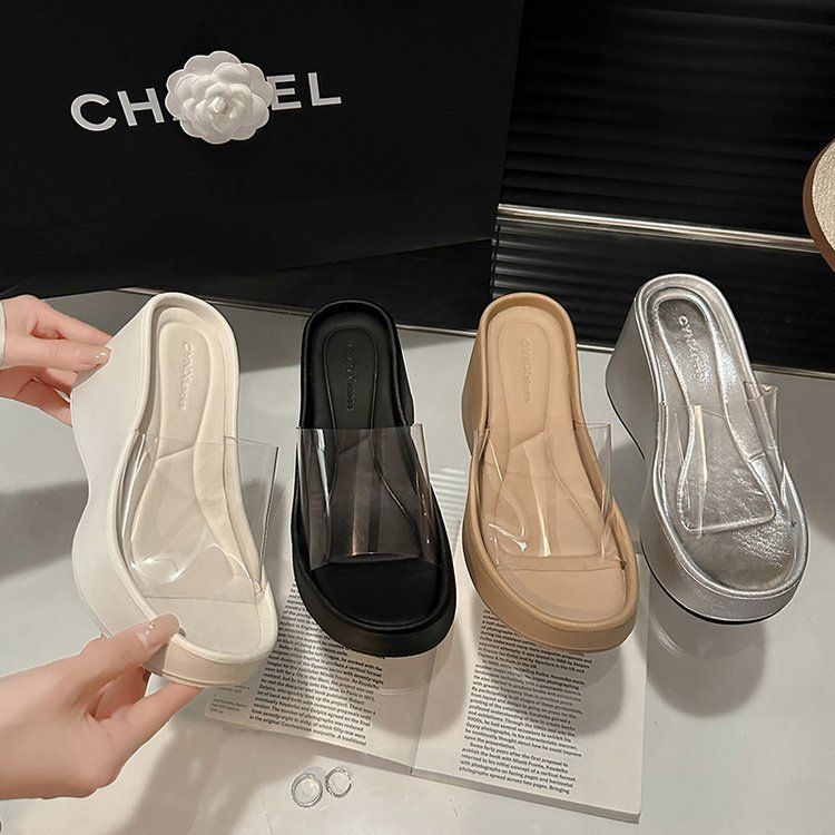 2024 summer open toe foreign trade casual shoes platform women's slippers version of beach shoes flip-flops