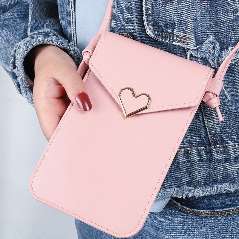 New Fashion Women's Mini Phone Pouch, Student Korean Style Transparent Touchscreen Small Crossbody Bag
