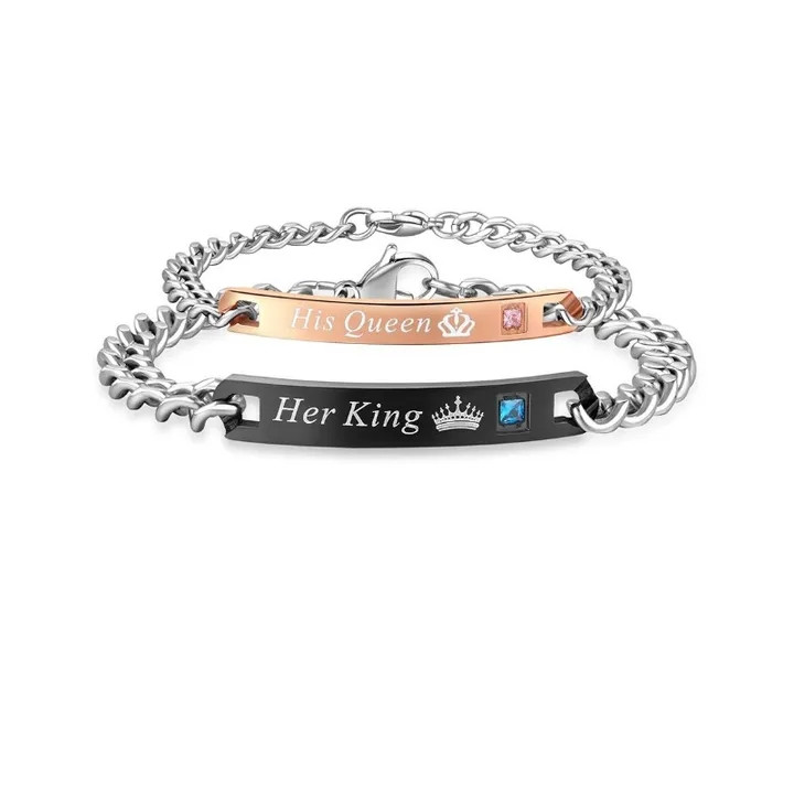 2pcs Couple Bracelets Men/Women Bracelets Chain Crystal On Hands Jewelry Lovers Gift