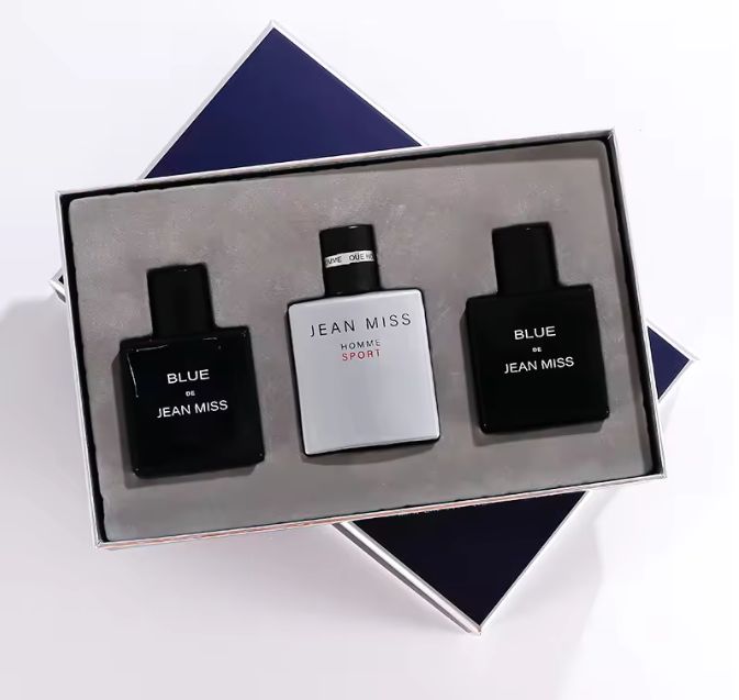 3pcs Blue Men's Perfume three pieces of dew, natural, and durable light fragrance ocean gentleman cologne gift box 30ml