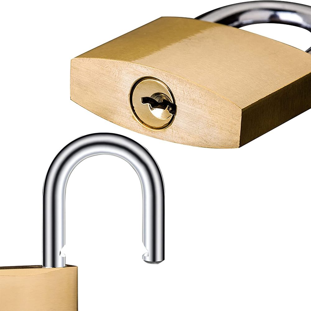 Solid Brass Padlock with Key Wide Lock Body, Small Keyed Padlock for Sheds, Storage Unit School Gym Locker, Fence, Toolbox, Hasp Storage