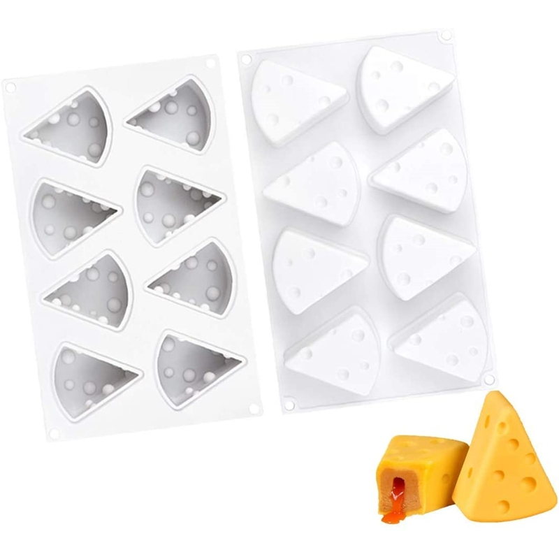 xj423 Cheese Shape Silicone Mold, 8 Cavity Cake Pop Molds Silicone, Non-Stick Silicone Baking Mold for Ice Cube Tray Chocolate, Cake, Jelly, Mousse cake Pastry for Household Kitchen