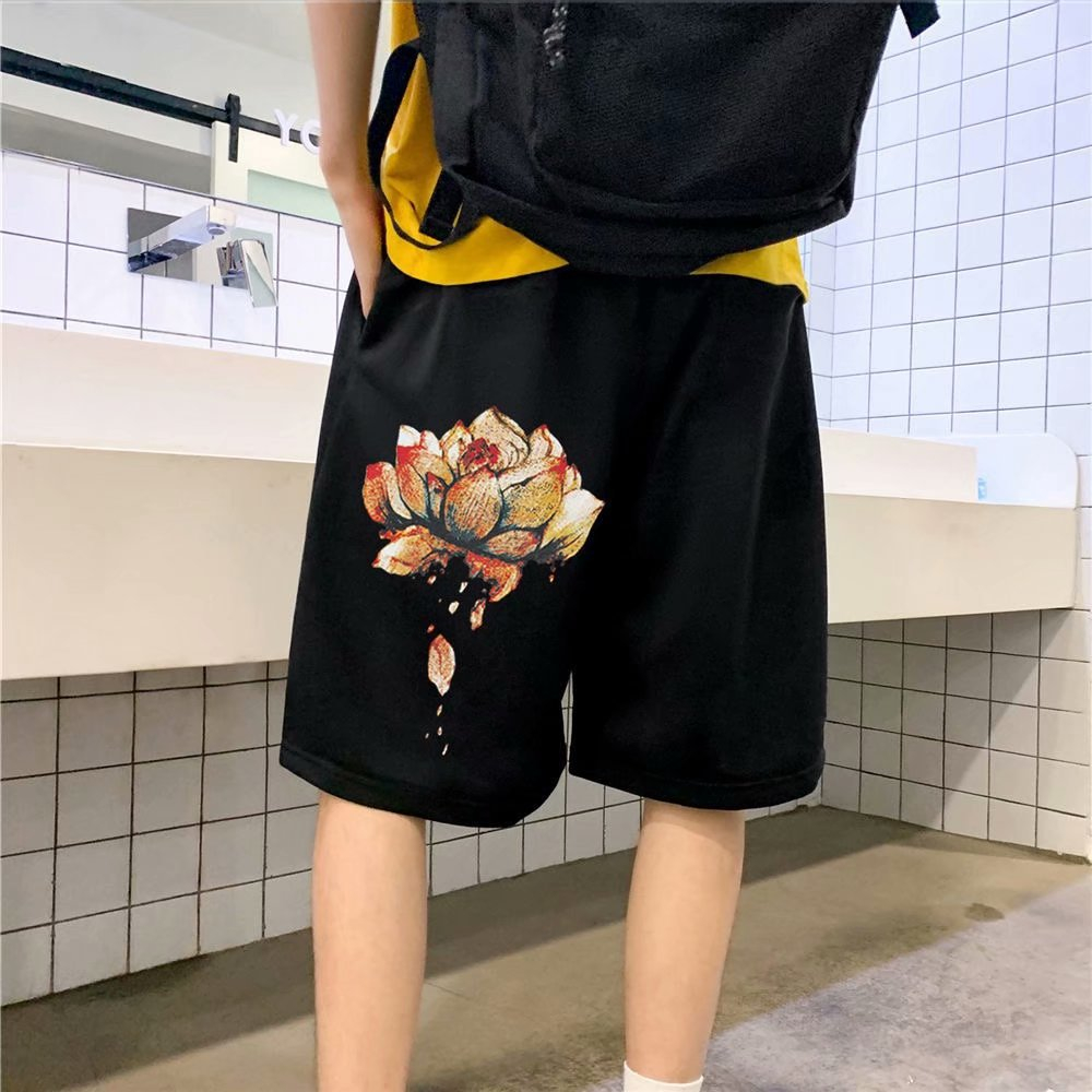 5564 Mens Cartoon Prints Casual Sports Shorts Drawstring Classic Elastic Stretch Shorts for Men