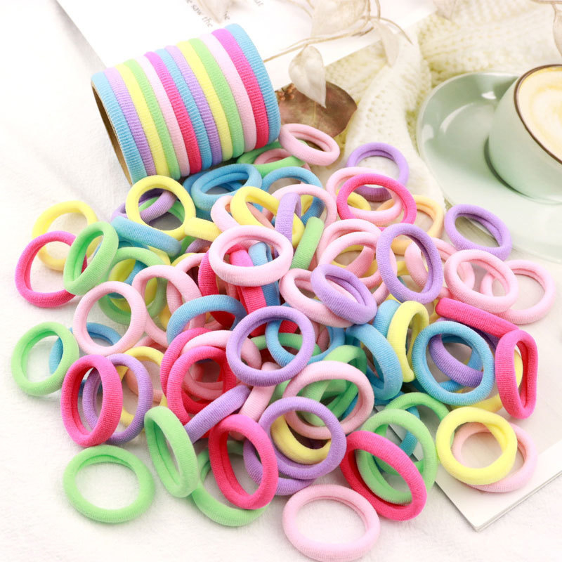 FHML-0080 10pcs Colorful Scrunchies Coffee Pink Rubber Band Rope Headband Hair Accessories White Ties Gum Elastic Hair Bands For Girl