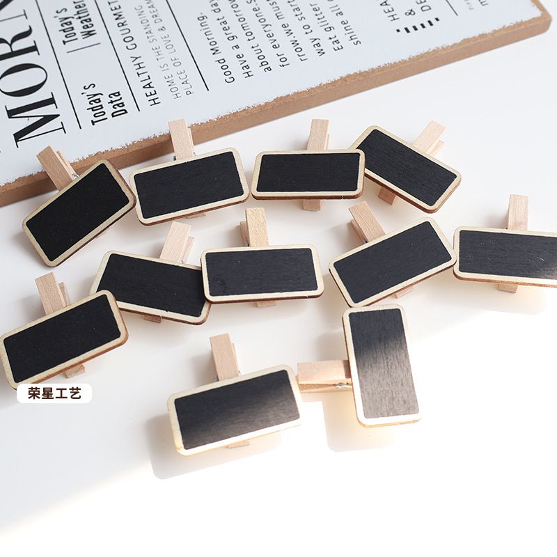 Mini chalkboard clip wooden display price tag sticky note clip mini photo clip small chalkboard