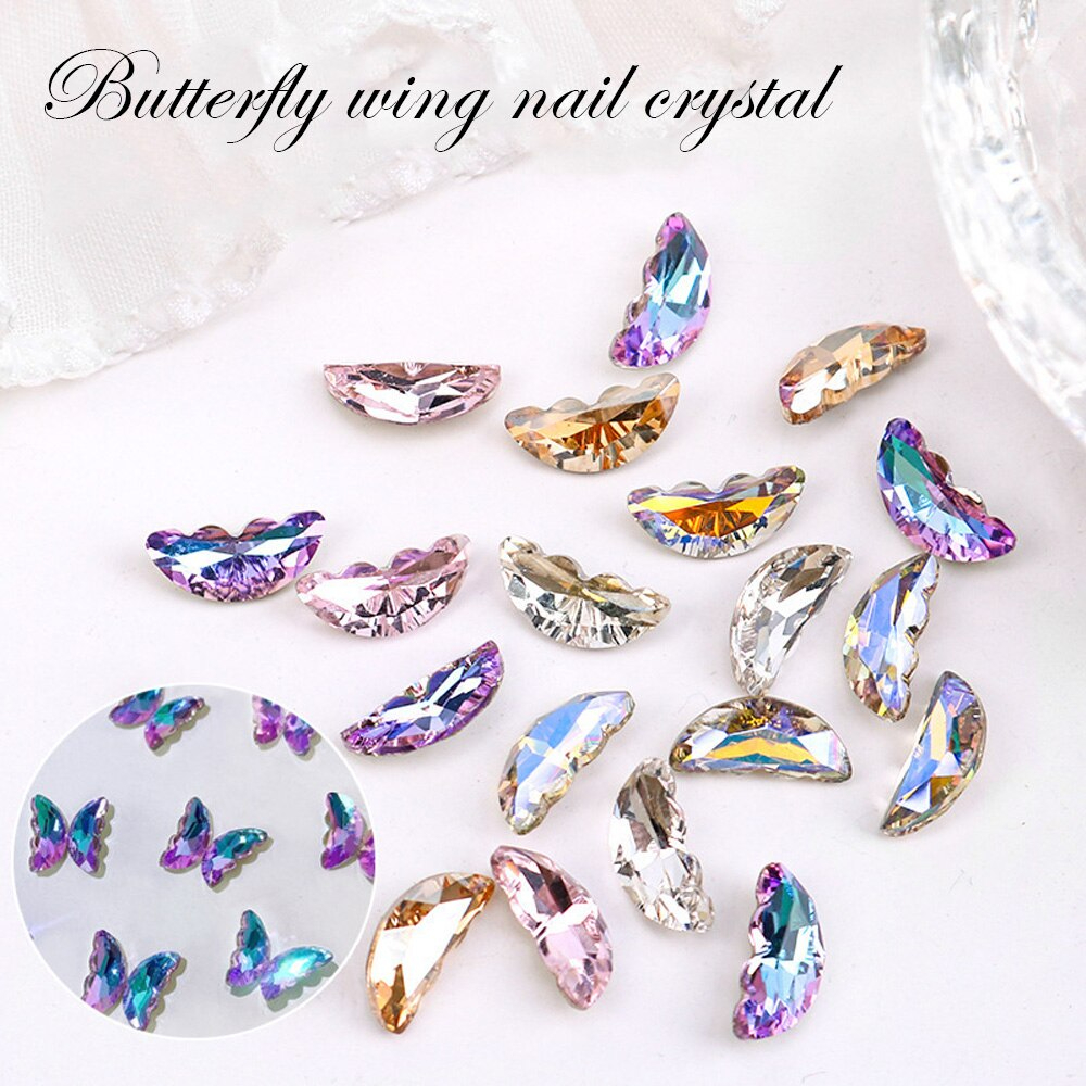 Butterfly Wing 20pcs 3D Nail Art Decorations Moonlight/Purple Jewelry Nail Rhinestones DIY Nail Charms Manicure Accessories