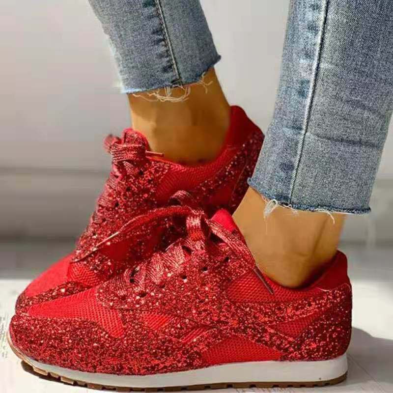 2025 new sequin women's shoes foreign trade large size Europe and the United States express fashion sports leisure single shoe women