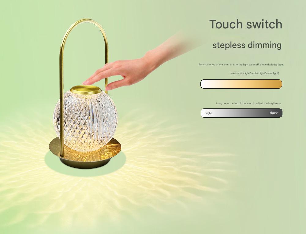 Creative portable metal table lamp outdoor USB charging atmosphere table lamp simple LED bedroom bedside night light