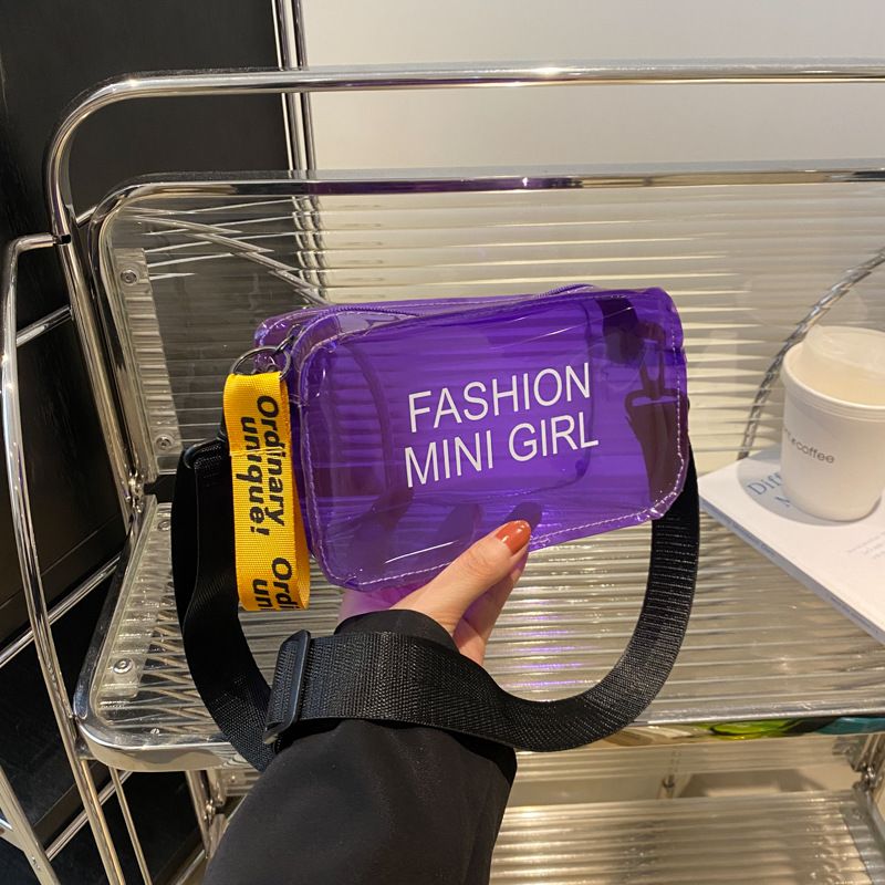 Summer New PVC Jelly Transparent Shoulder Bag Stylish Girls Ins Fashion Waterproof Crossbody Mini Square Bag
