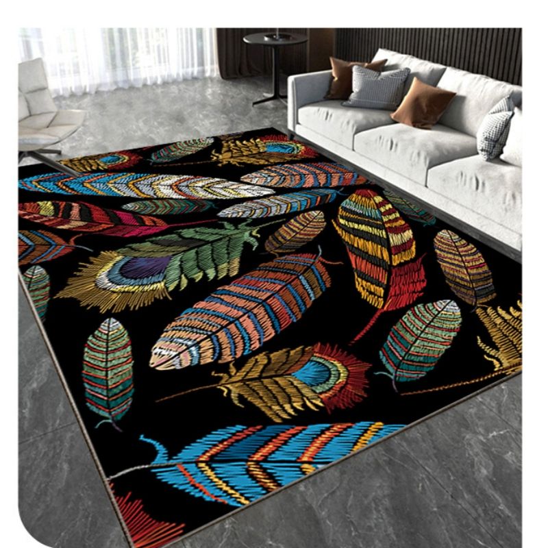3D visual feather crystal velvet carpet, home decoration living room coffee table bedroom kitchen carpet floor mat free shipping 